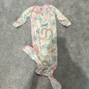 5/$25- Newborn baby copper pearl unicorn rainbow knotted gown